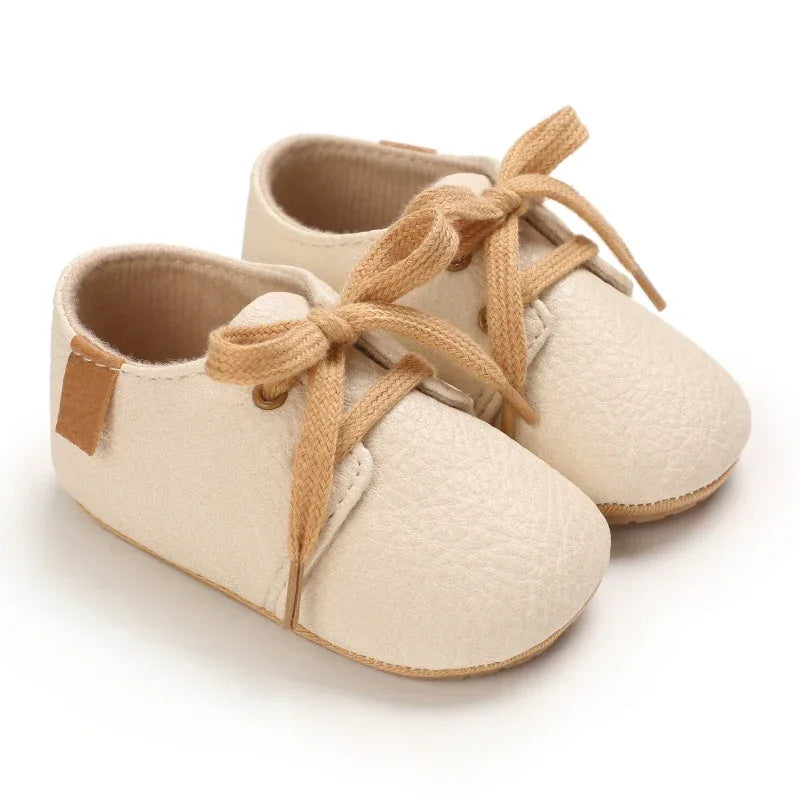 Leather Baby Shoes First Walkers With Anti Slip Rubber Sole - ToylandEU