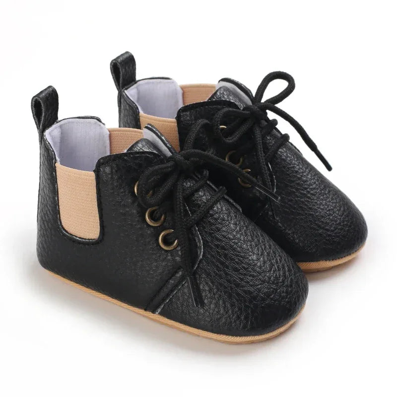 Leather Baby Shoes First Walkers With Anti Slip Rubber Sole - ToylandEU
