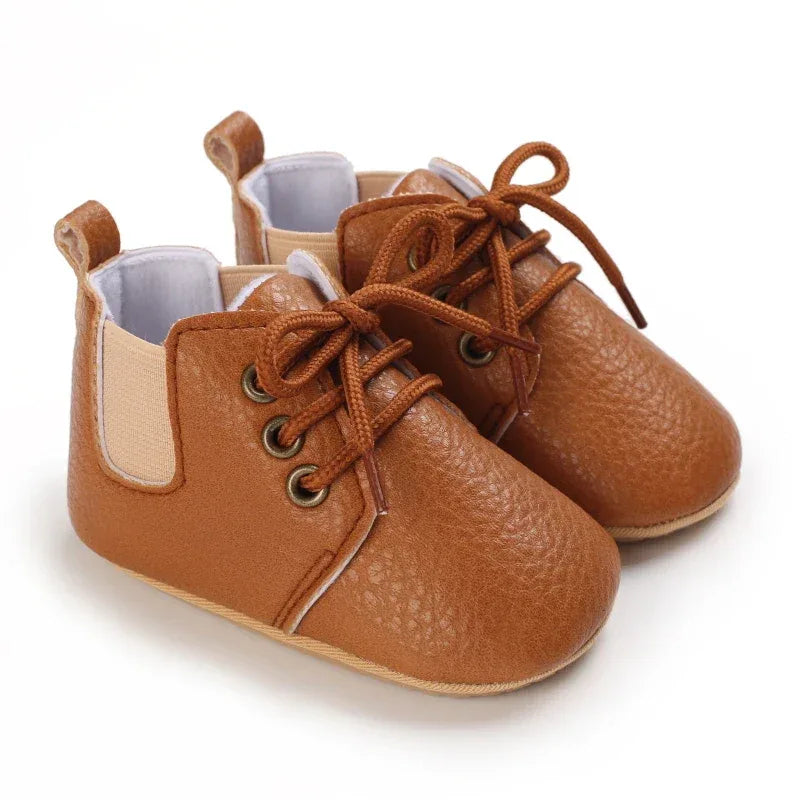Leather Baby Shoes First Walkers With Anti Slip Rubber Sole - ToylandEU