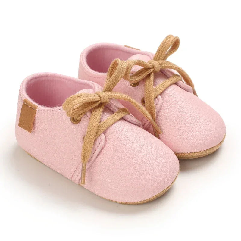 Leather Baby Shoes First Walkers With Anti Slip Rubber Sole - ToylandEU