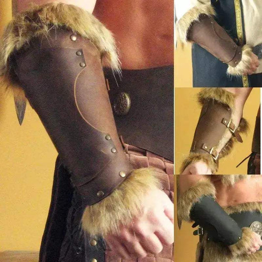 Leather Bracer Viking Armor Unisex LARP Costume Accessory - ToylandEU