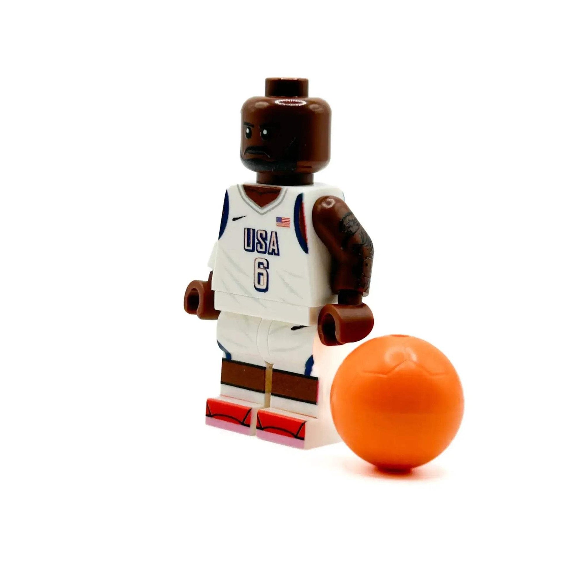 LeBron James USA Olympic LEGO Figure With Custom Print On Authentic LEGO Parts, Basketball Theme - ToylandEU