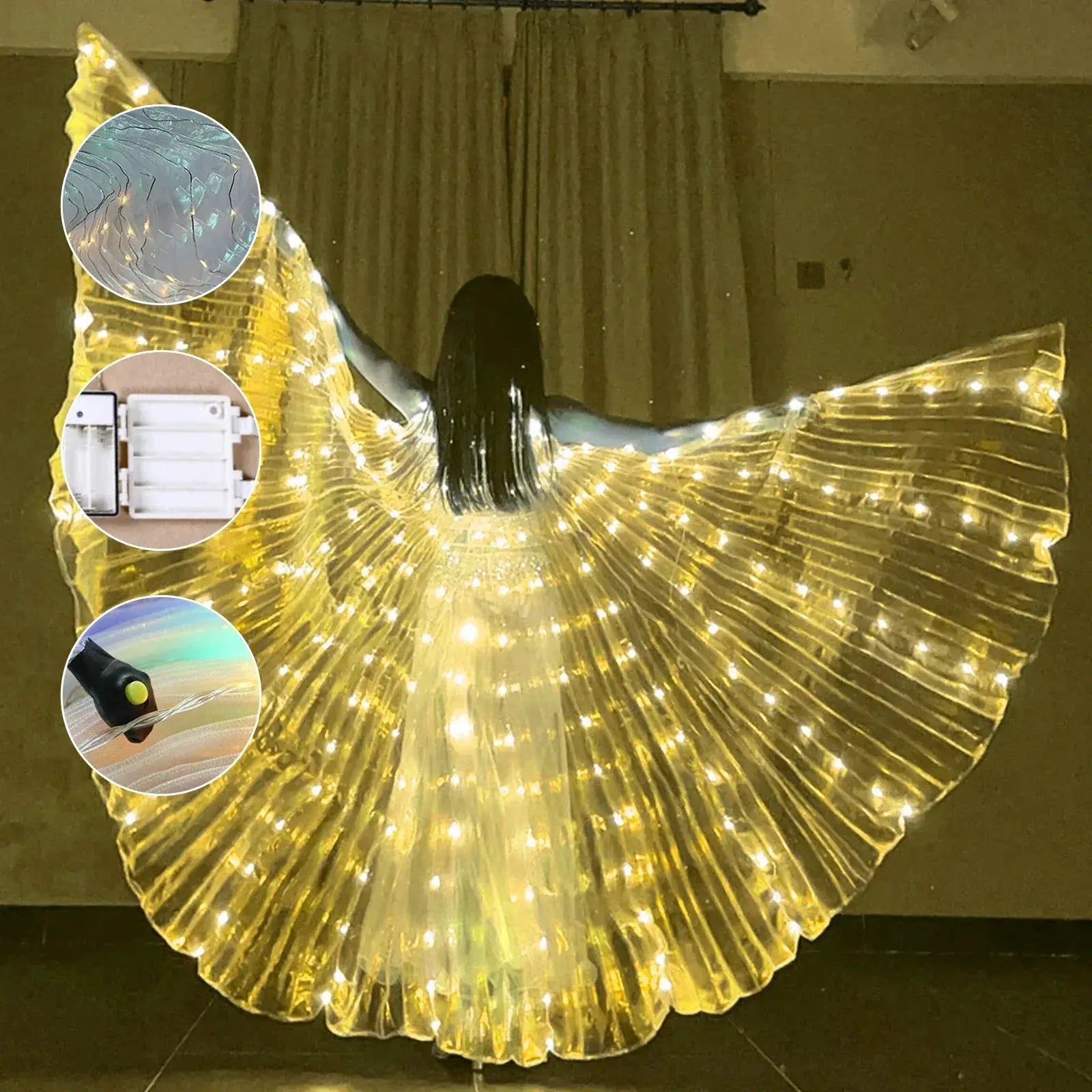 Led Belly Dance Wings Light Up With Telescopic Sticks - ToylandEU