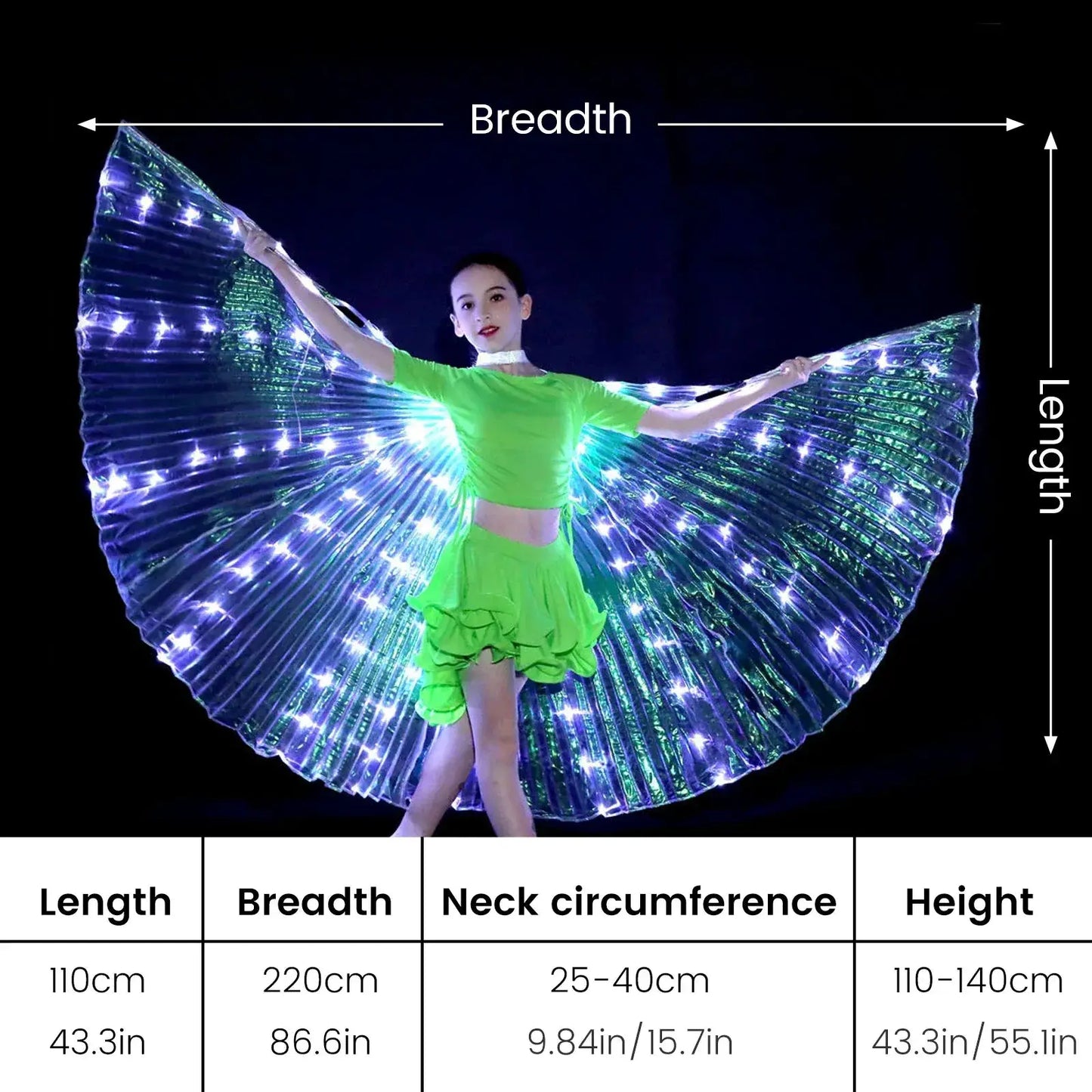 Led Belly Dance Wings Light Up With Telescopic Sticks - ToylandEU