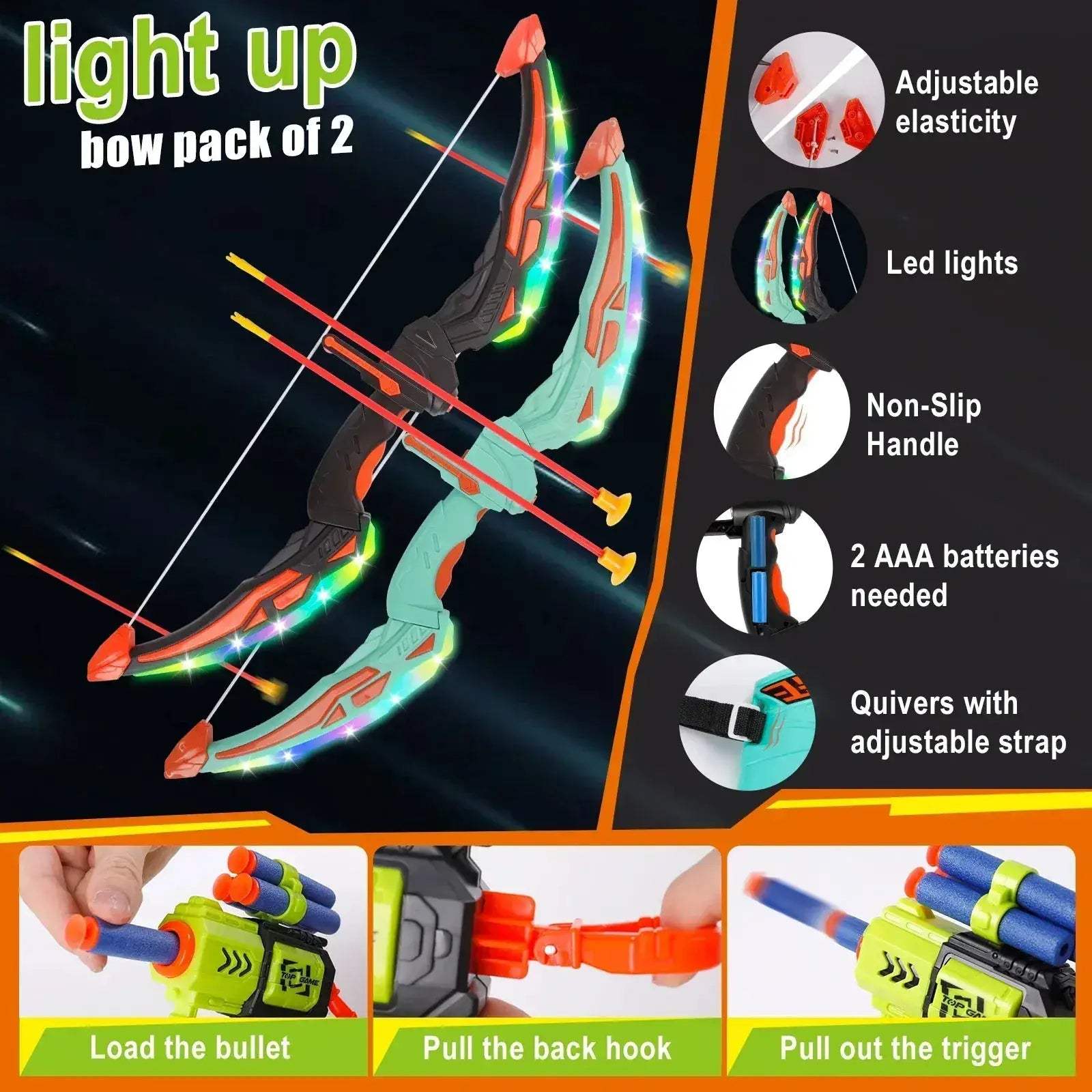 Led Light Up Bow and Arrow Archery Set for Children - ToylandEU