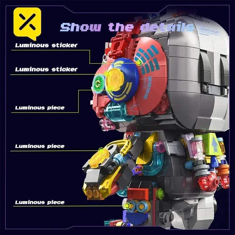 Led Light Up Building Blocks Robot Rabbit Creative Model Decor - ToylandEU