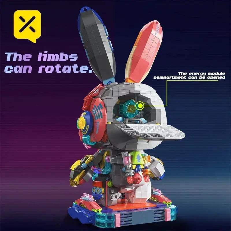 Led Light Up Building Blocks Robot Rabbit Creative Model Decor - ToylandEU