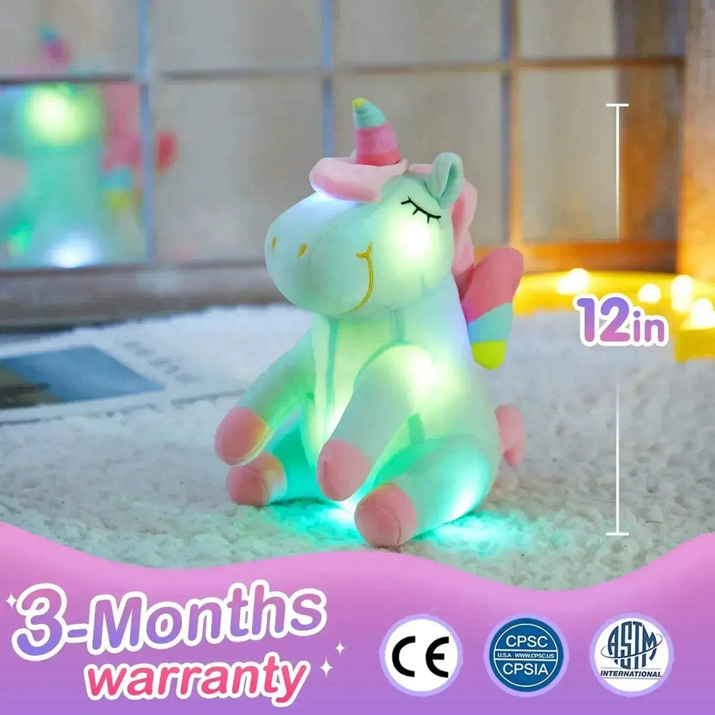 Led Light Up Unicorn Plush Toy 30cm With Music Glow - ToylandEU