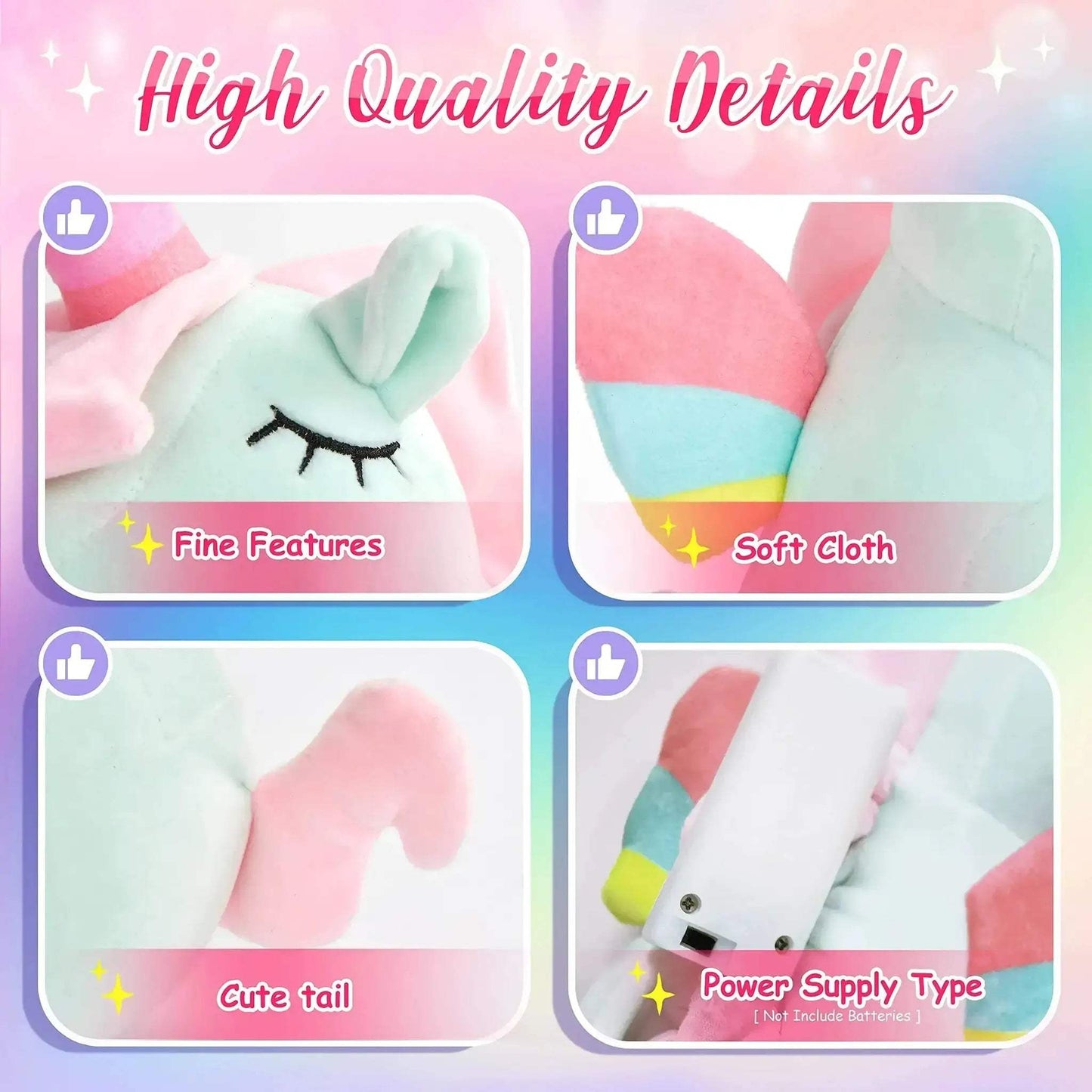 Led Light Up Unicorn Plush Toy 30cm With Music Glow - ToylandEU