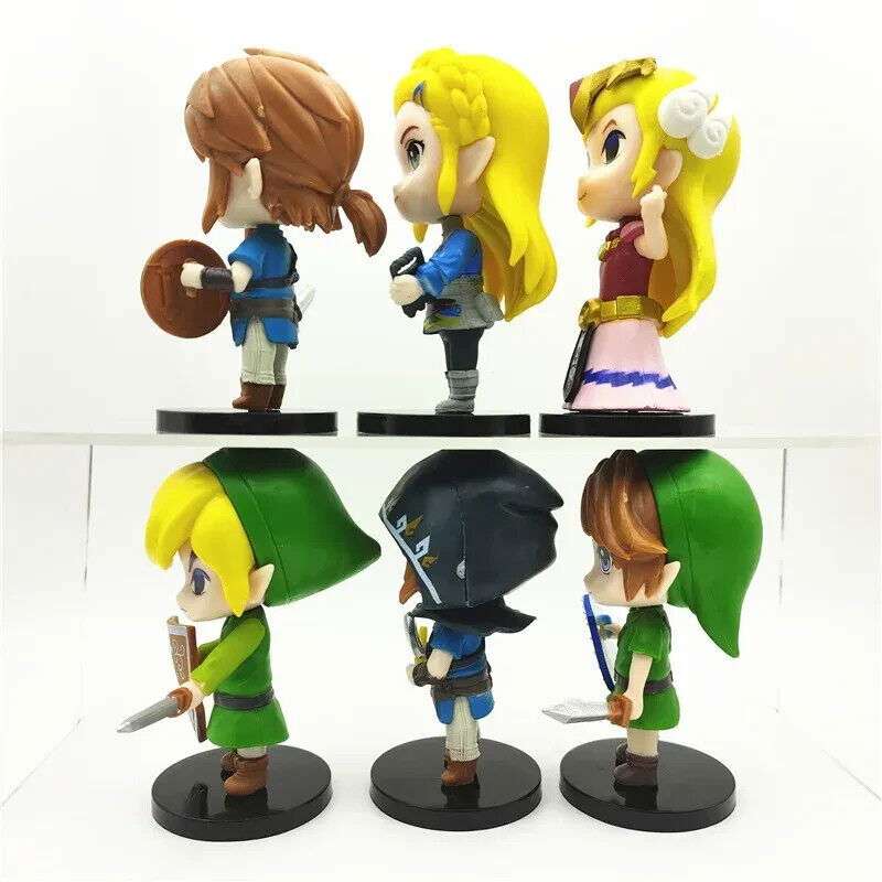  Legend of Zelda 6 Pcs Set Figure, Princess Zelda and Link Gaming Figurine 4 in 