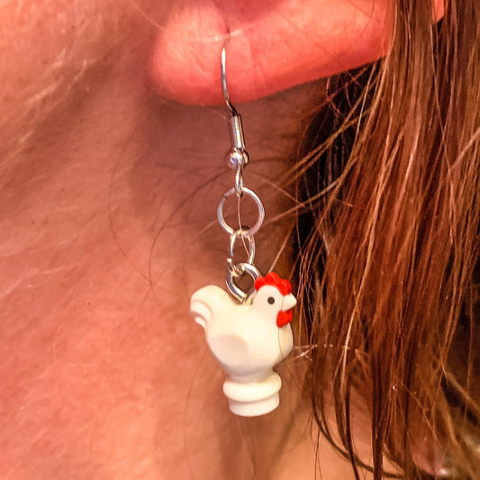 Lego Chicken Earrings Made From Authentic Bricks Ideal Gift - ToylandEU