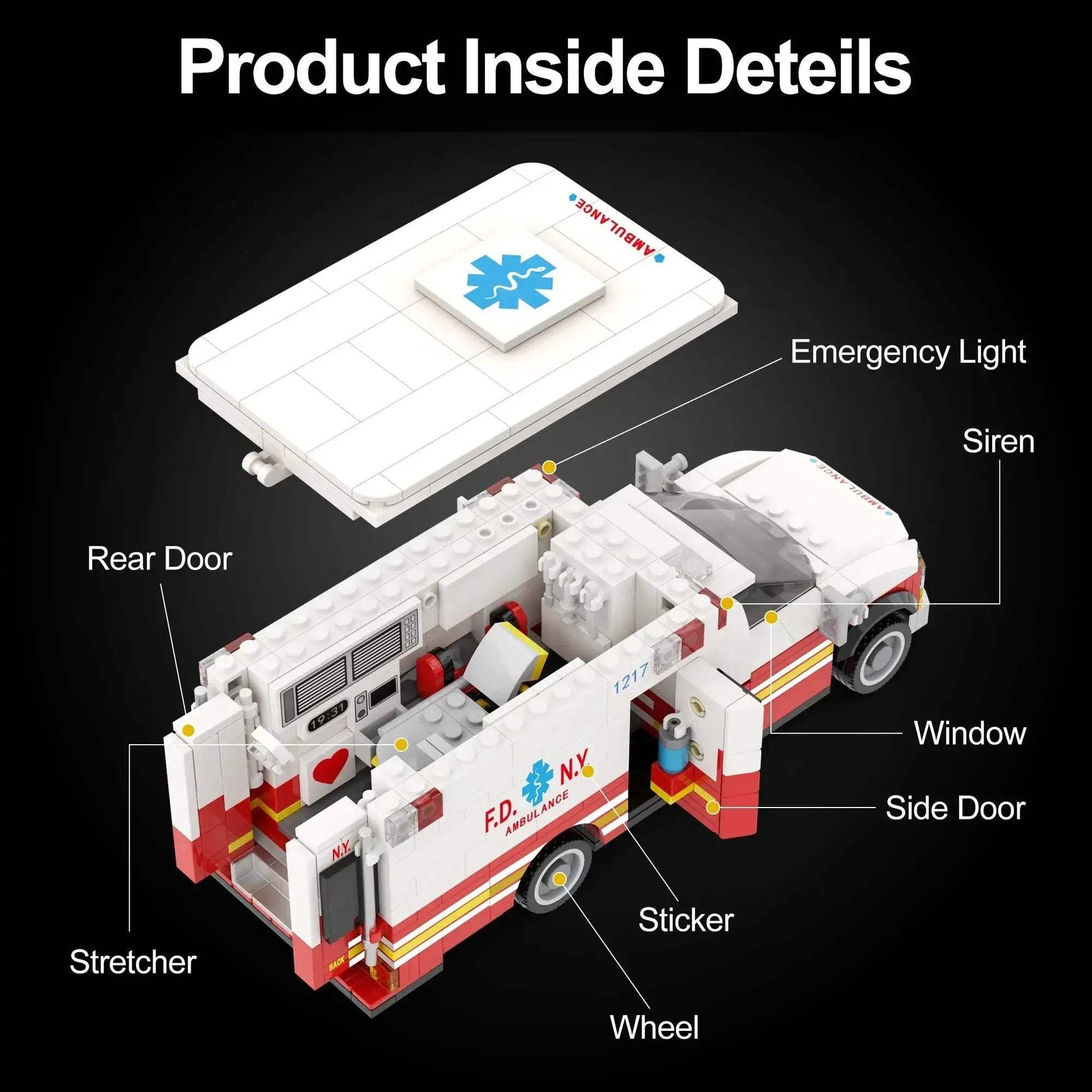Lego Compatible Ambulance Building Blocks 594 Pieces for Kids - ToylandEU