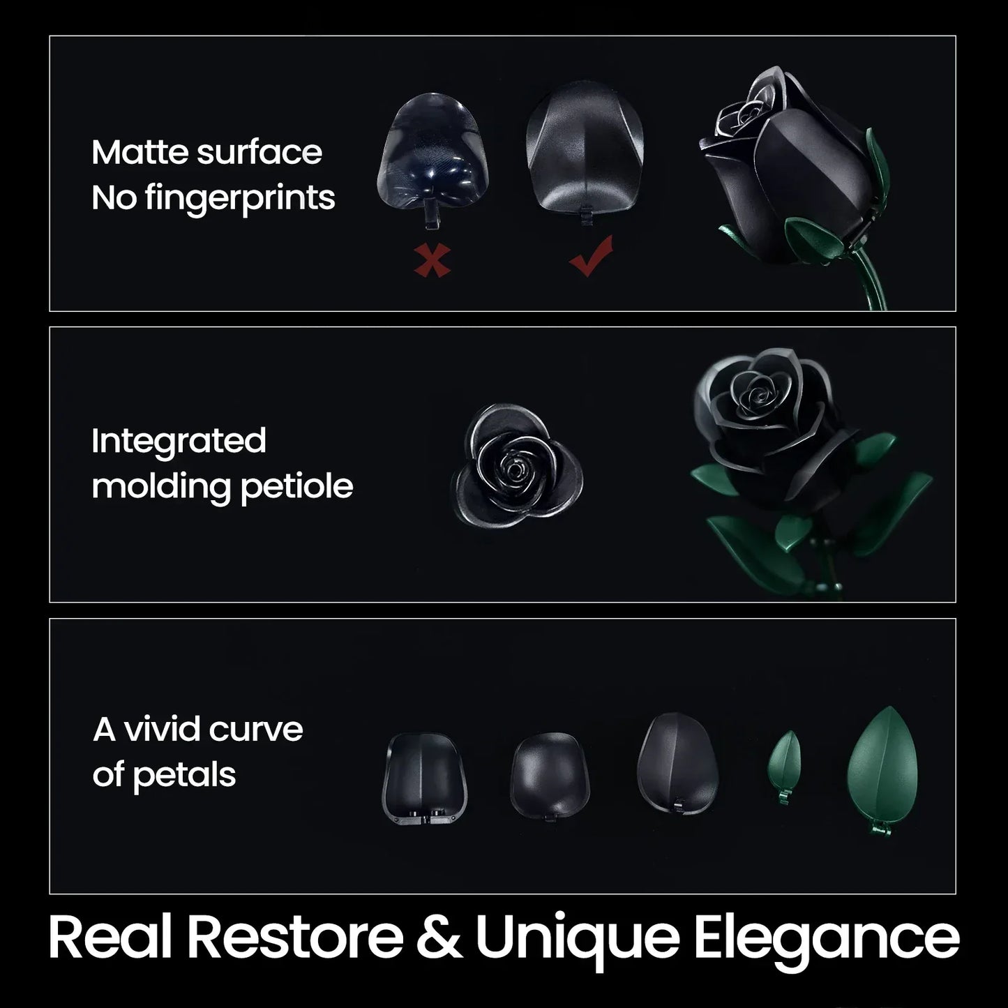 Lego Compatible Black Rose Bouquet Building Block Set - ToylandEU