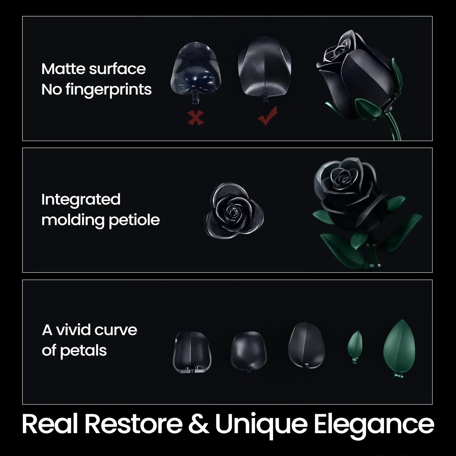 Lego Compatible Black Rose Bouquet Building Block Set - ToylandEU