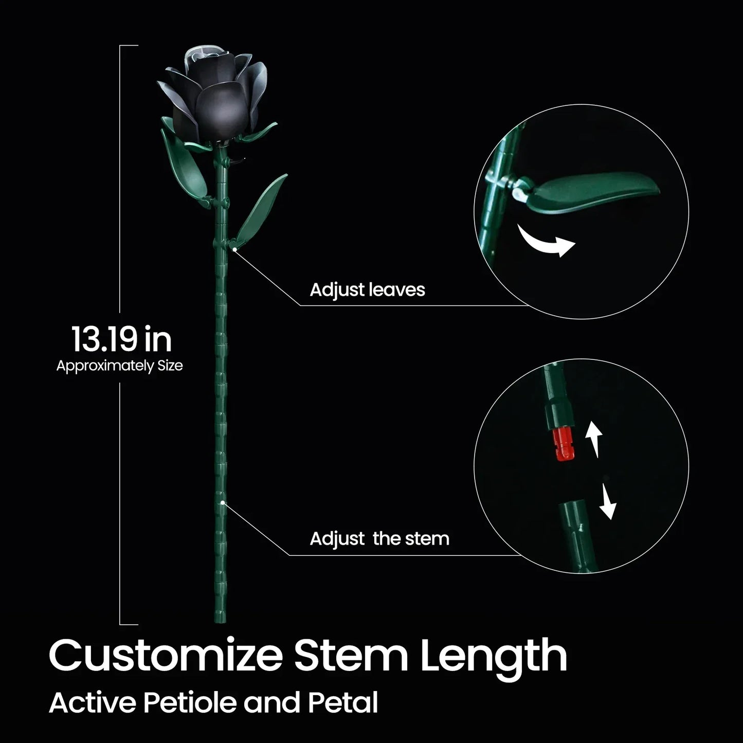 Lego Compatible Black Rose Bouquet Building Block Set - ToylandEU