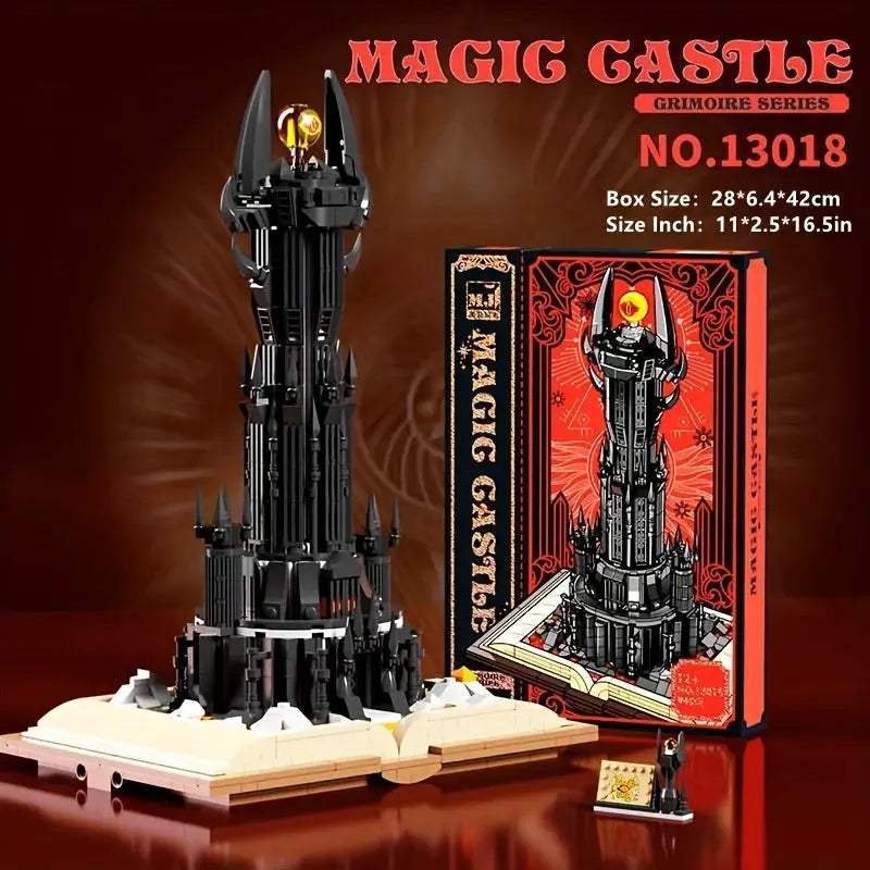 966PCS Black Tower Magic Book Building Blocks Dark Magic Castle Model Assembly Bricks With Lights Educational Toys Holiday Gifts - ToylandEU