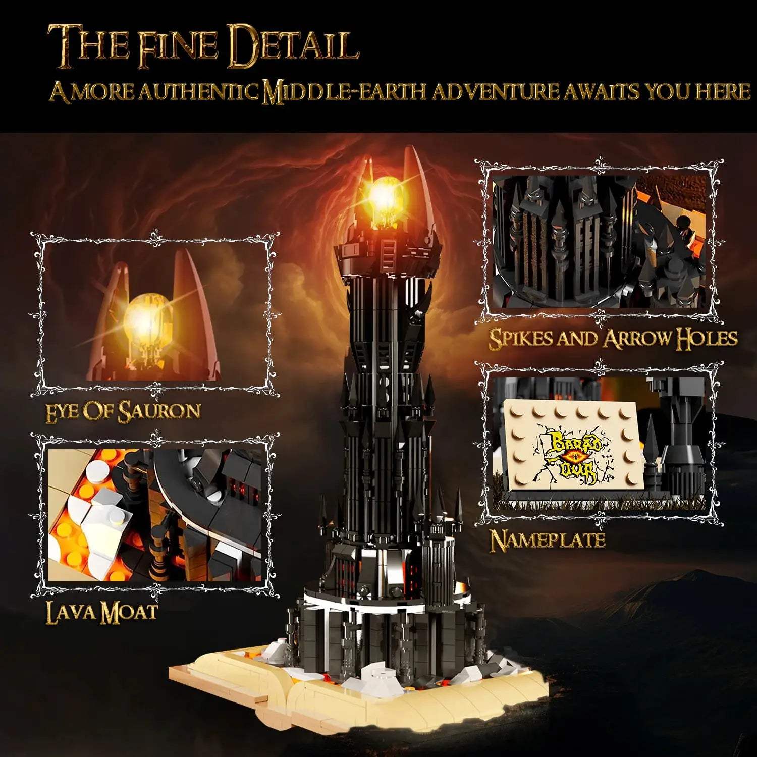 966PCS Black Tower Magic Book Building Blocks Dark Magic Castle Model Assembly Bricks With Lights Educational Toys Holiday Gifts - ToylandEU