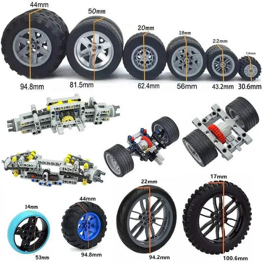 MOC Technical Tire Wheel Cross Hole Set Motorcycle Car Truck Wheels 44309 92402 32019 54120 11957 Construction Building Block - ToylandEU