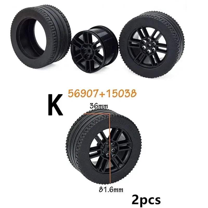 MOC Technical Tire Wheel Cross Hole Set Motorcycle Car Truck Wheels 44309 92402 32019 54120 11957 Construction Building Block - ToylandEU