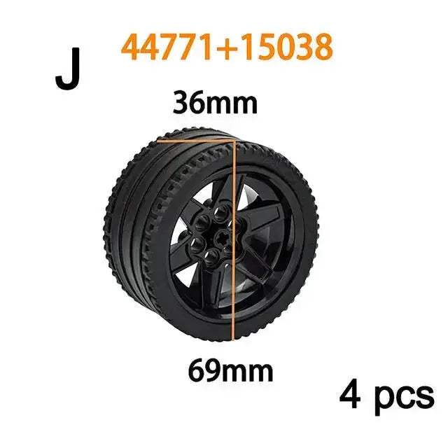MOC Technical Tire Wheel Cross Hole Set Motorcycle Car Truck Wheels 44309 92402 32019 54120 11957 Construction Building Block - ToylandEU