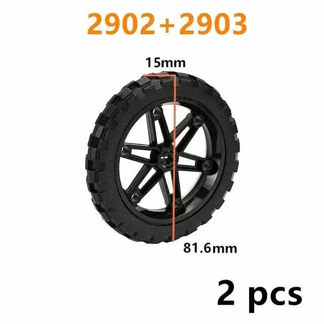 MOC Technical Tire Wheel Cross Hole Set Motorcycle Car Truck Wheels 44309 92402 32019 54120 11957 Construction Building Block - ToylandEU