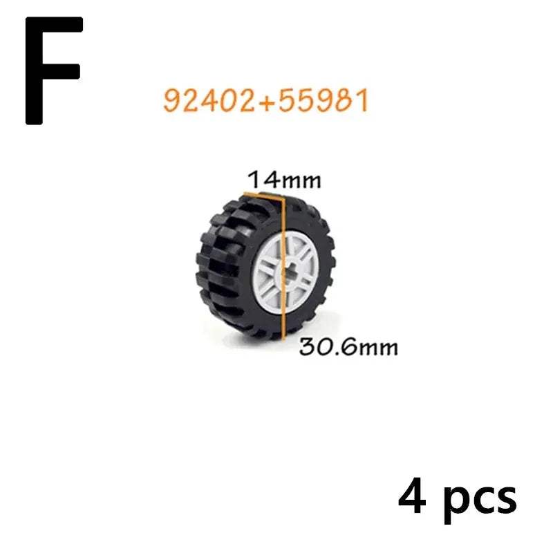 MOC Technical Tire Wheel Cross Hole Set Motorcycle Car Truck Wheels 44309 92402 32019 54120 11957 Construction Building Block - ToylandEU