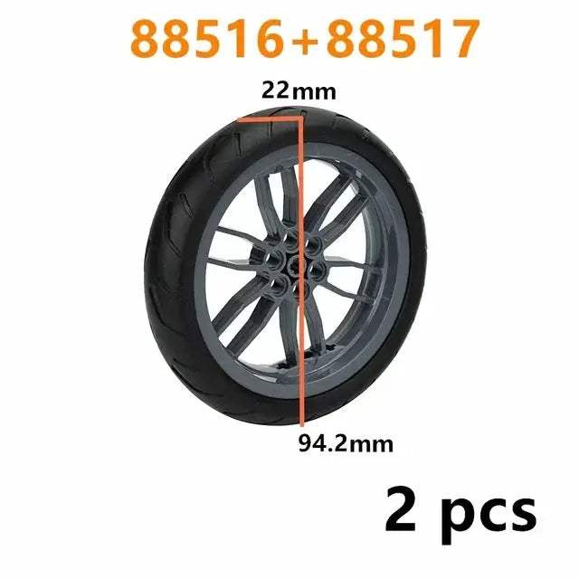 MOC Technical Tire Wheel Cross Hole Set Motorcycle Car Truck Wheels 44309 92402 32019 54120 11957 Construction Building Block - ToylandEU