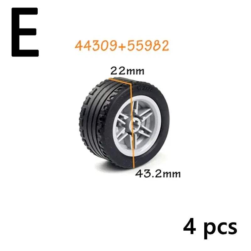 MOC Technical Tire Wheel Cross Hole Set Motorcycle Car Truck Wheels 44309 92402 32019 54120 11957 Construction Building Block - ToylandEU