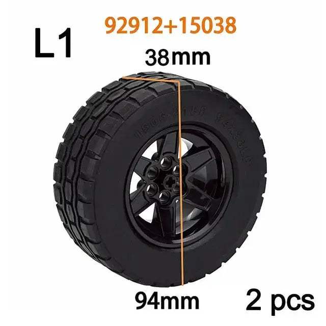 MOC Technical Tire Wheel Cross Hole Set Motorcycle Car Truck Wheels 44309 92402 32019 54120 11957 Construction Building Block - ToylandEU
