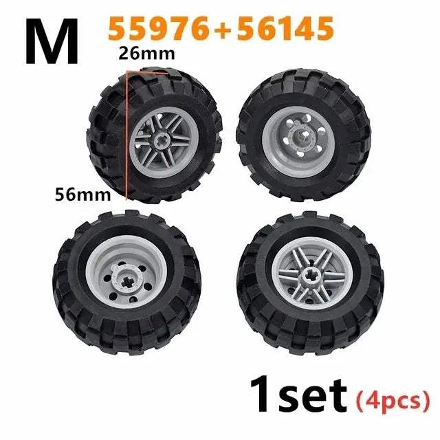 MOC Technical Tire Wheel Cross Hole Set Motorcycle Car Truck Wheels 44309 92402 32019 54120 11957 Construction Building Block - ToylandEU