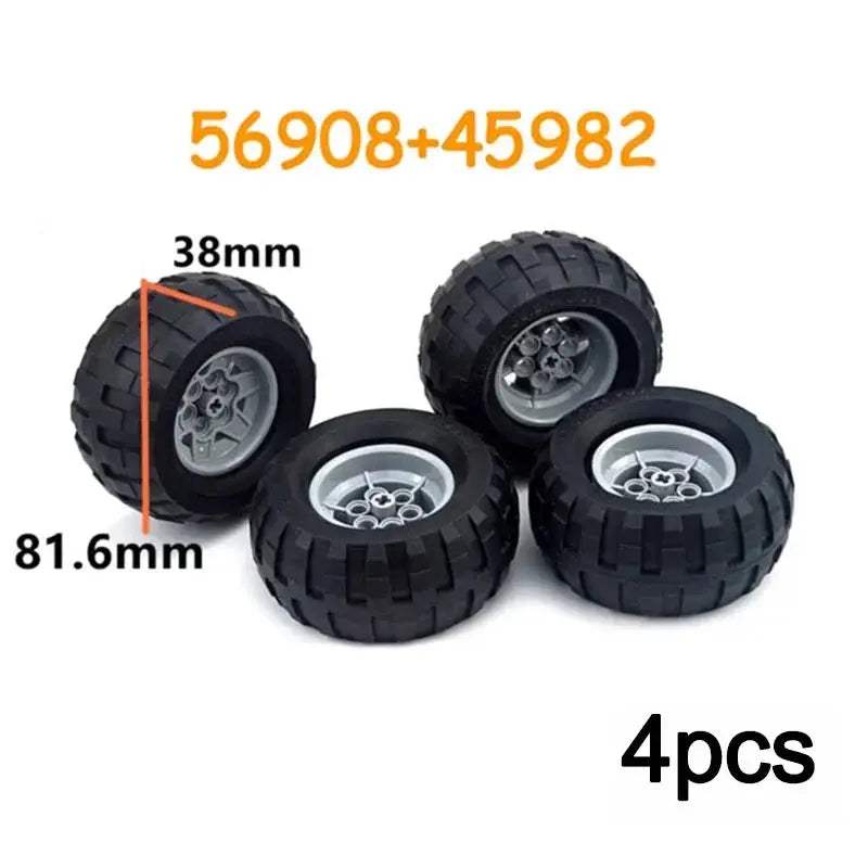 MOC Technical Tire Wheel Cross Hole Set Motorcycle Car Truck Wheels 44309 92402 32019 54120 11957 Construction Building Block - ToylandEU