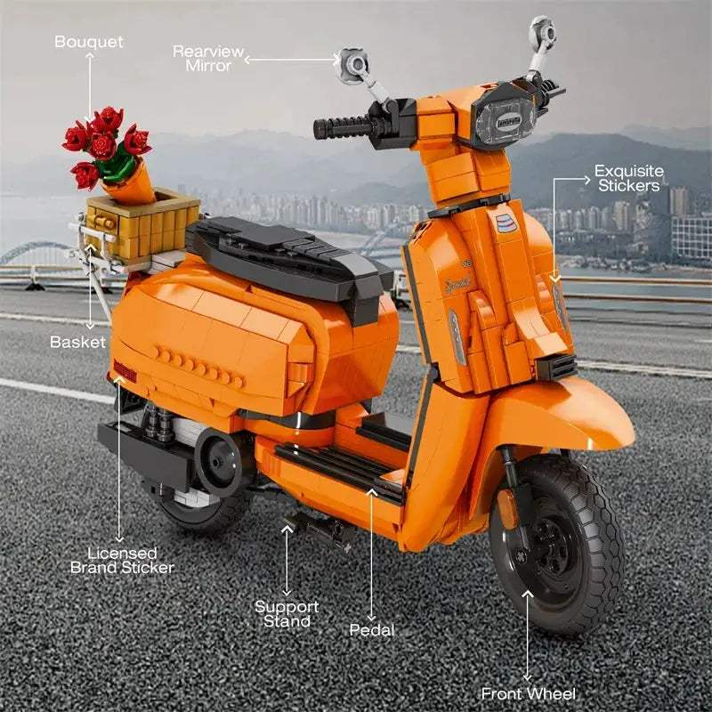 NEW Technical Roman Holiday 125 Famous Motorcycle City 10298 MOTO Assembled Building Blocks Brick Model Toy For Kids Gift Decor - ToylandEU
