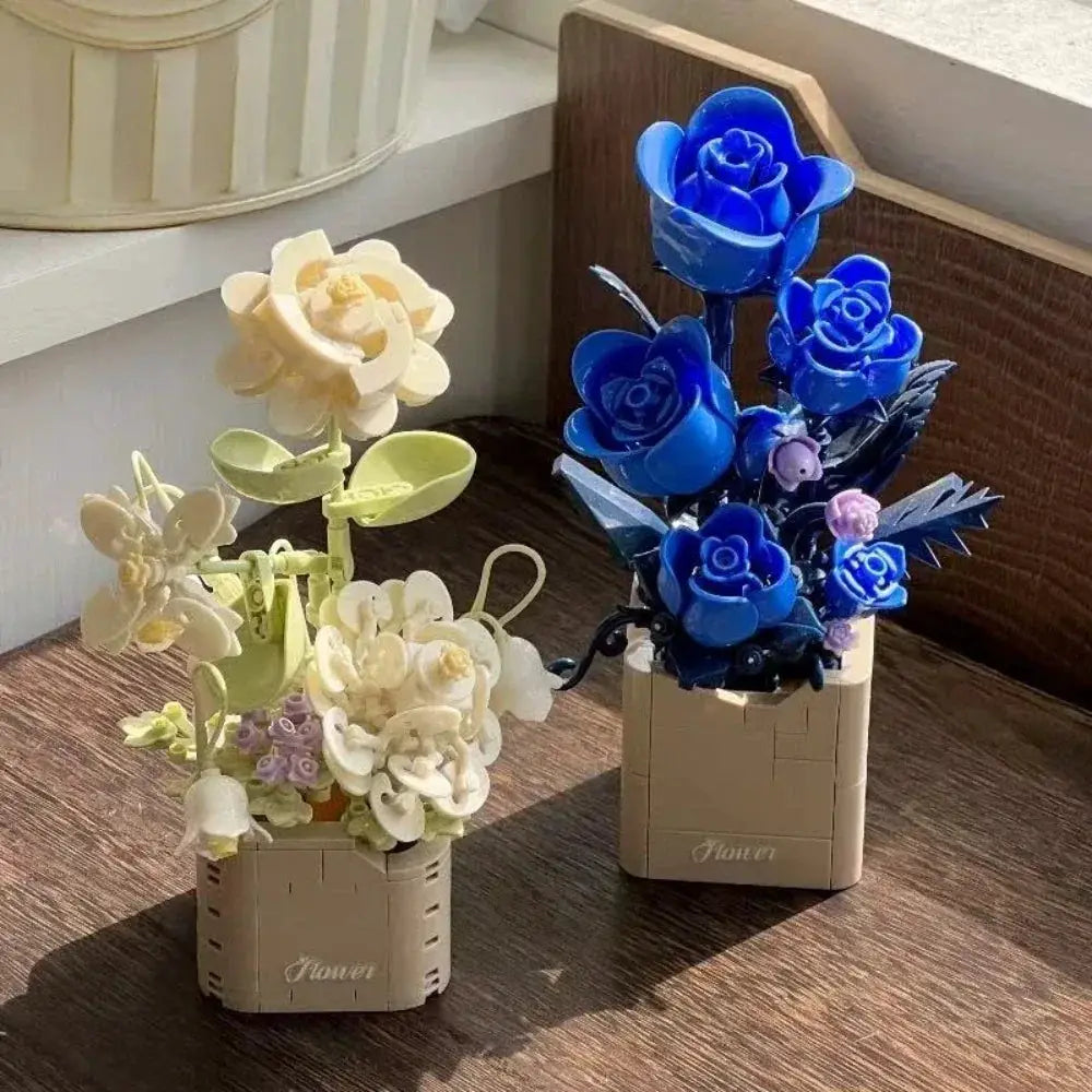Lego Compatible Building Blocks Ice Blue Rose For DIY Gift - ToylandEU