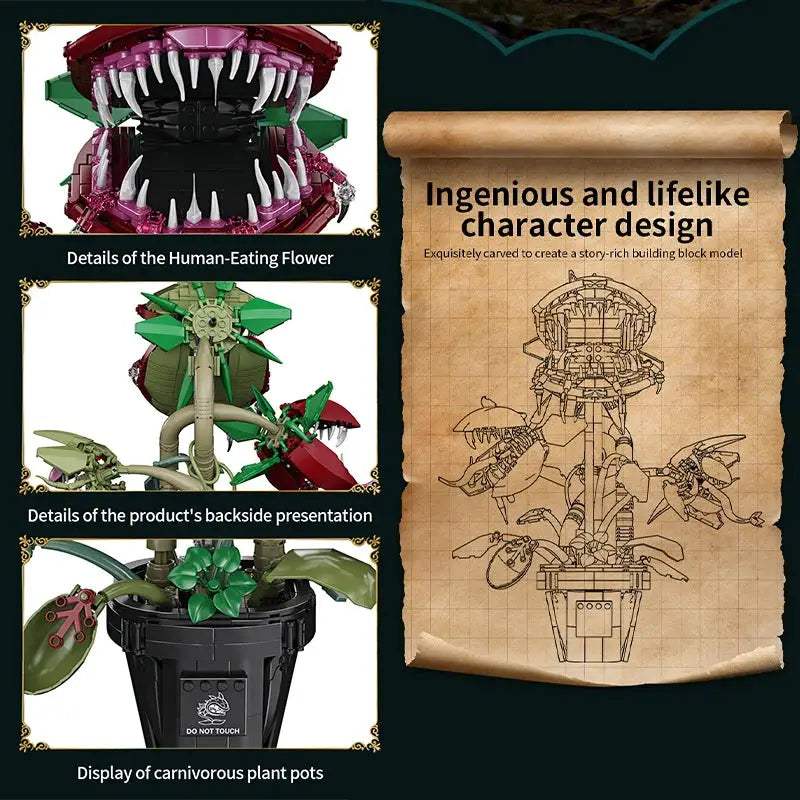 Creative Carnivorous Potted Plant Man-Eating Flower Building Blocks Home Decoration Collection MOC Bricks Toys For Children Gift - ToylandEU