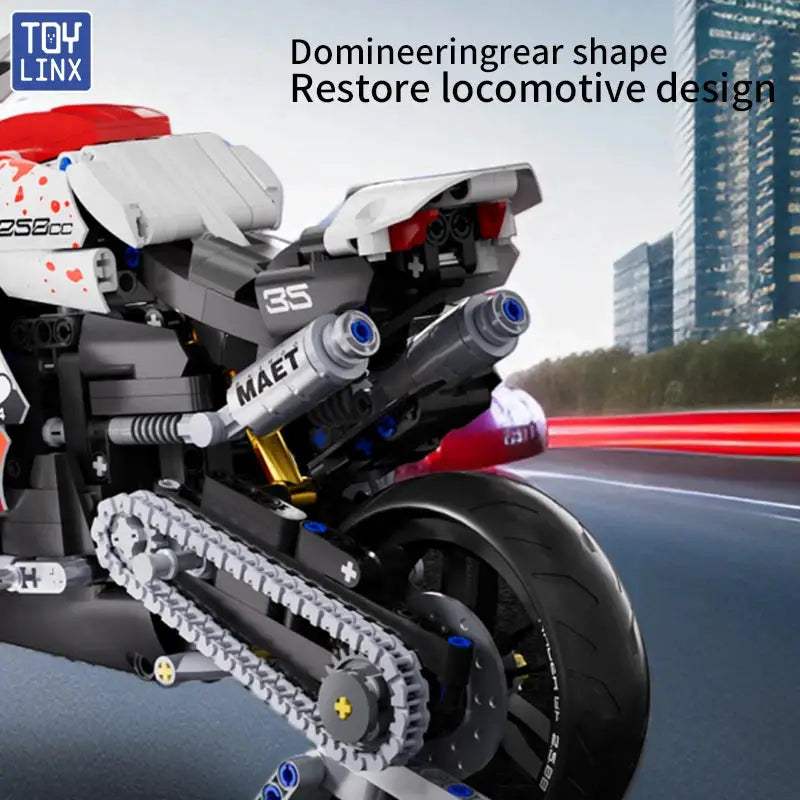TOYLINX 833pcs Technical City Motorcycle MOC Sport Car Building Blocks 1:10 Scale Motorbike DIY Supercar Bricks Toys For Boys - ToylandEU