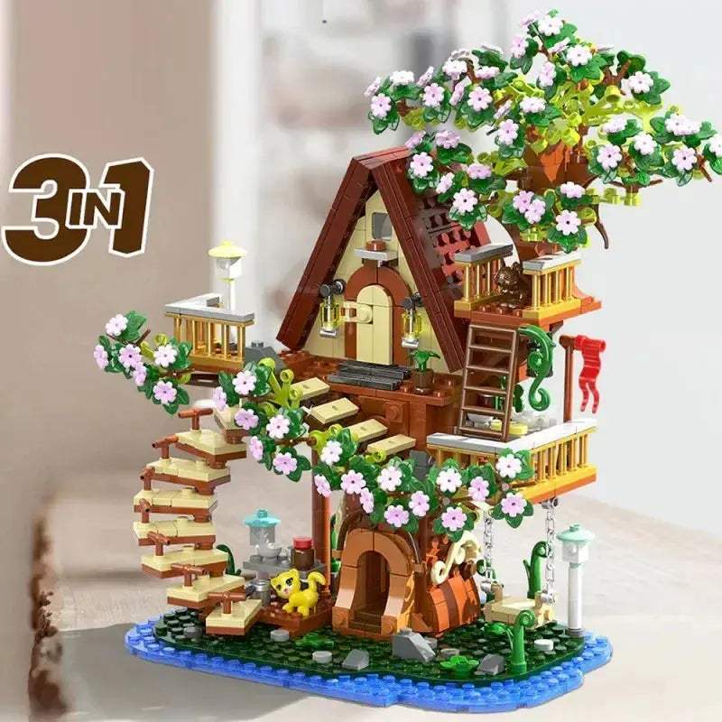 Lego Compatible Building Blocks Three In One Sakura Treehouse Set - ToylandEU