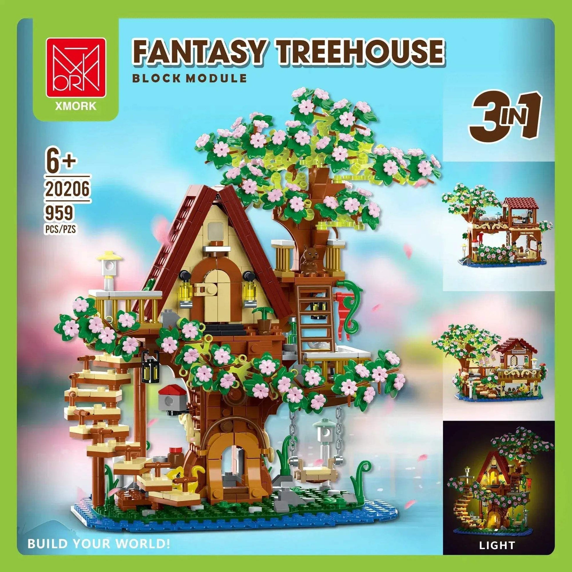 Lego Compatible Building Blocks Three In One Sakura Treehouse Set - ToylandEU