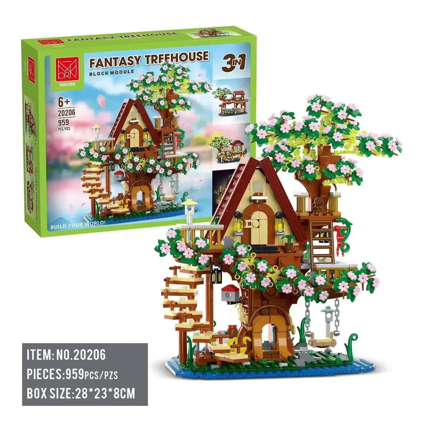 Lego Compatible Building Blocks Three In One Sakura Treehouse Set - ToylandEU