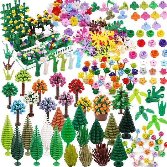 MOC City Plant Building Blocks Accessories Flower Leaves Prickly Shrubs Pine Green Grass Clover Orange Tree Mini DIY Toys F026 - ToylandEU