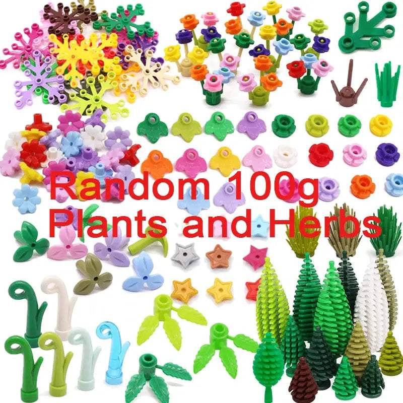 MOC City Plant Building Blocks Accessories Flower Leaves Prickly Shrubs Pine Green Grass Clover Orange Tree Mini DIY Toys F026 - ToylandEU