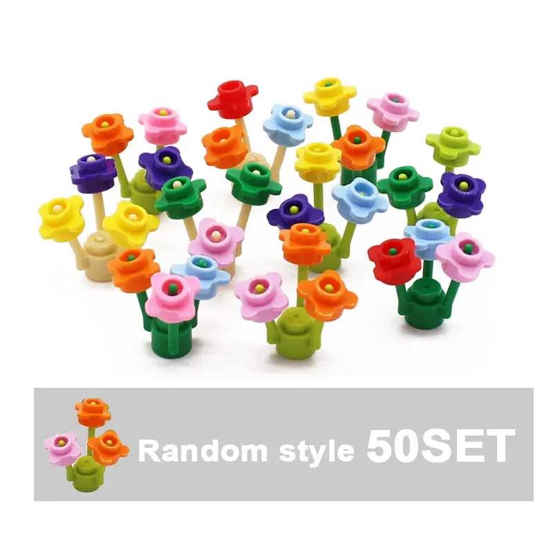 MOC City Plant Building Blocks Accessories Flower Leaves Prickly Shrubs Pine Green Grass Clover Orange Tree Mini DIY Toys F026 - ToylandEU