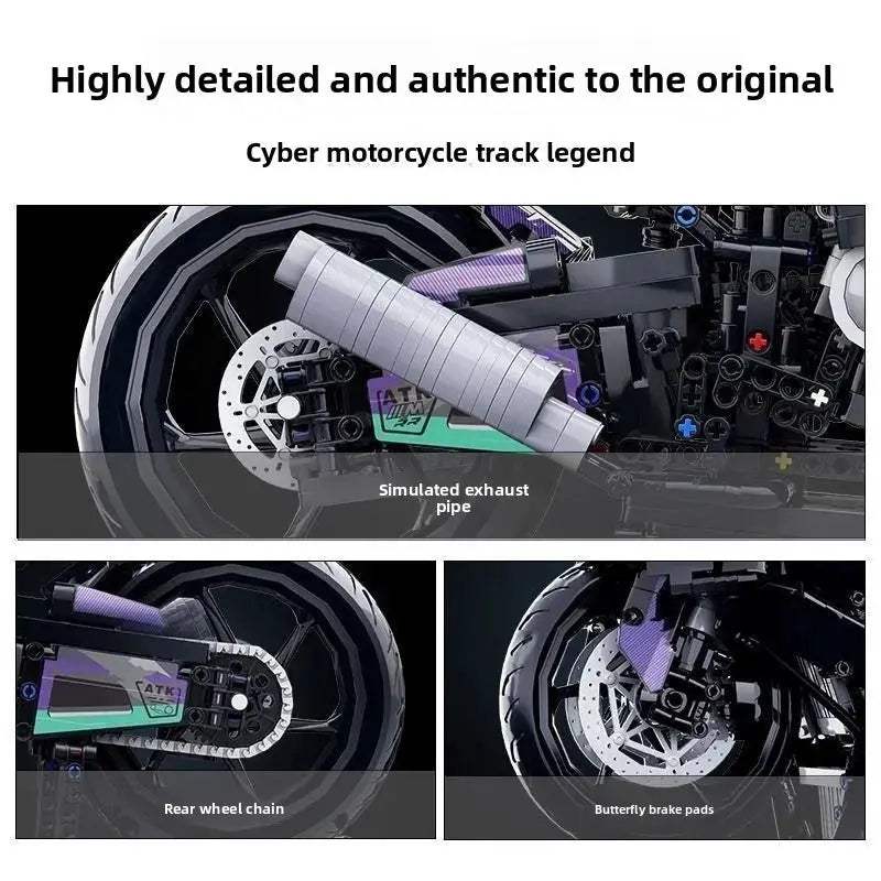 Lego Compatible Cyberpunk BMW Motorcycle Colorful Building Kit Toy Gift - ToylandEU