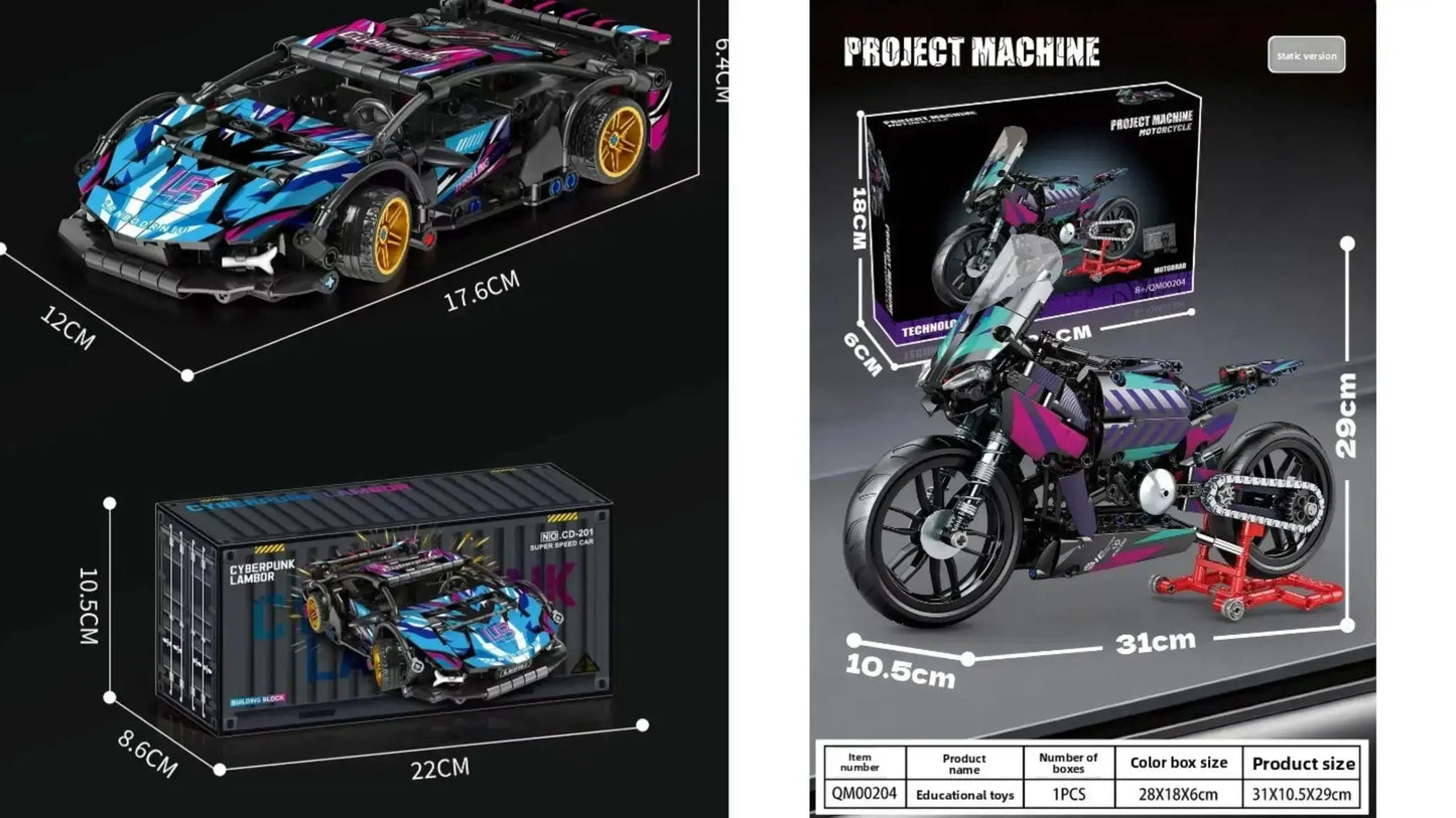 Lego Compatible Cyberpunk BMW Motorcycle Colorful Building Kit Toy Gift - ToylandEU
