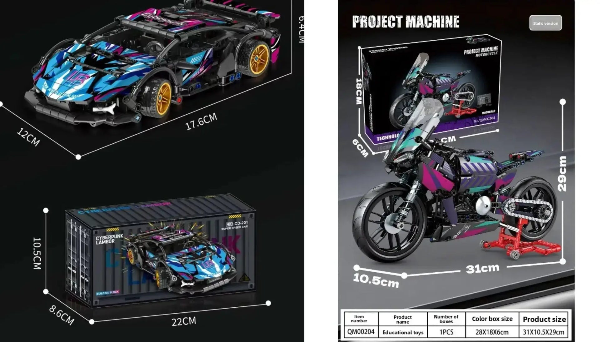 Lego Compatible Cyberpunk BMW Motorcycle Colorful Building Kit Toy Gift - ToylandEU