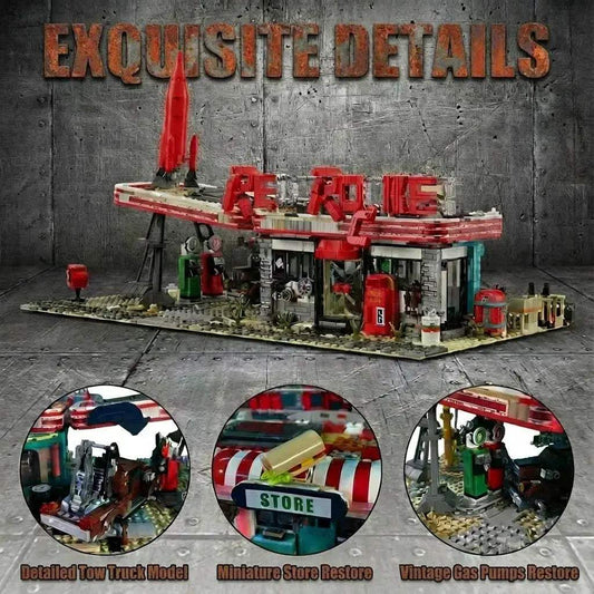 Lego Compatible Doomsday Gas Station Architecture Building Kit - ToylandEU