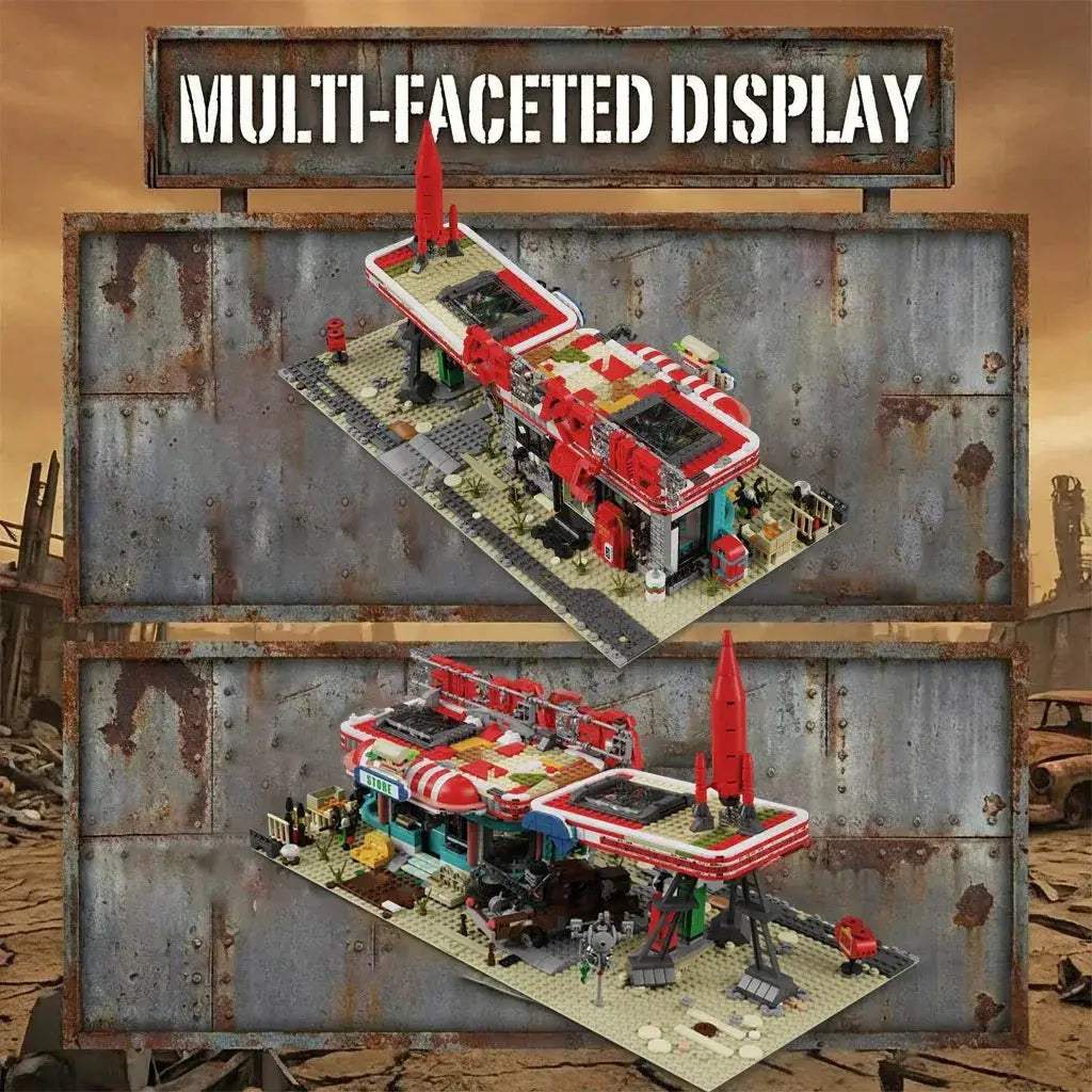 Lego Compatible Doomsday Gas Station Architecture Building Kit - ToylandEU