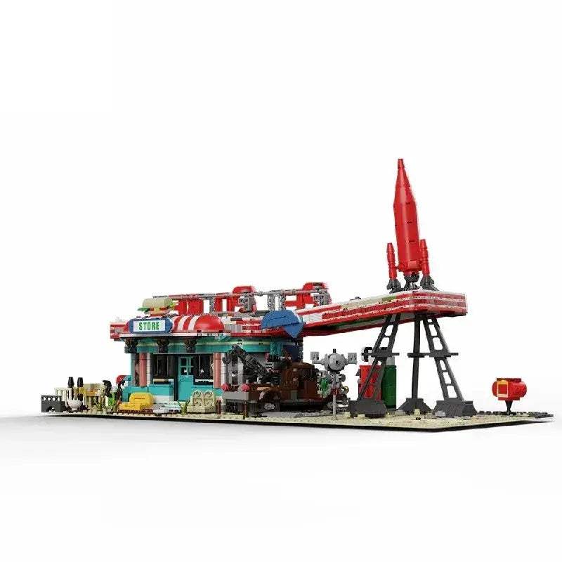 Lego Compatible Doomsday Gas Station Architecture Building Kit - ToylandEU