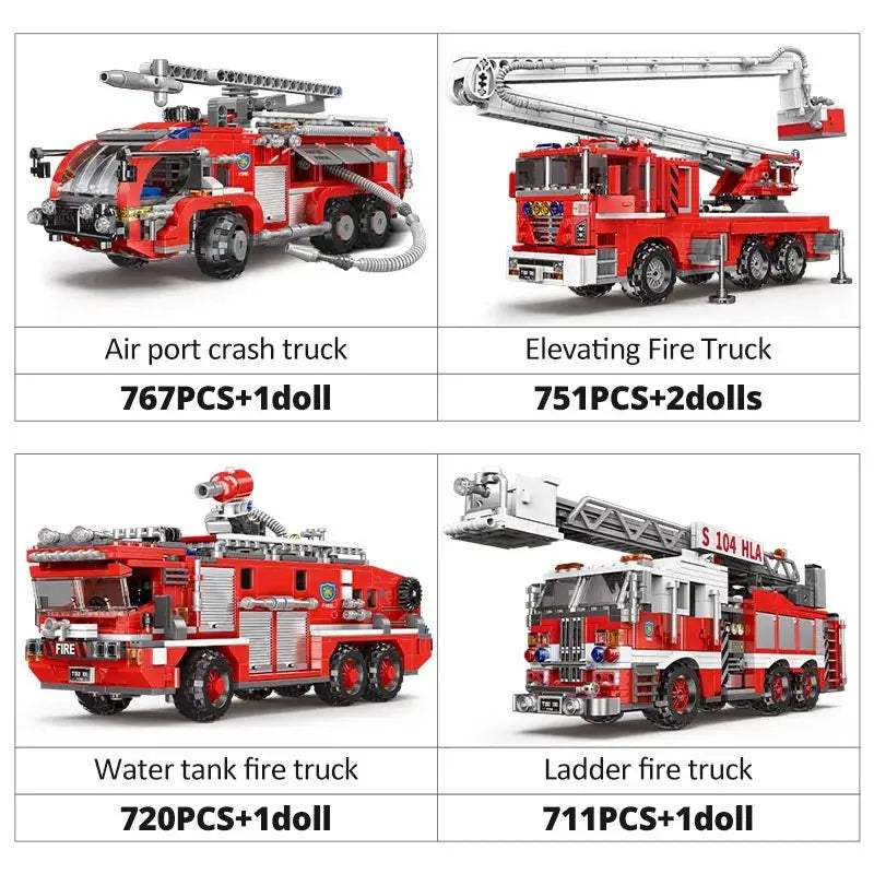 Lego Compatible Fire Truck Building Block Kit For Kids - ToylandEU