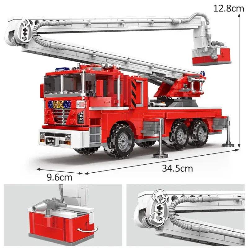 Lego Compatible Fire Truck Building Block Kit For Kids - ToylandEU