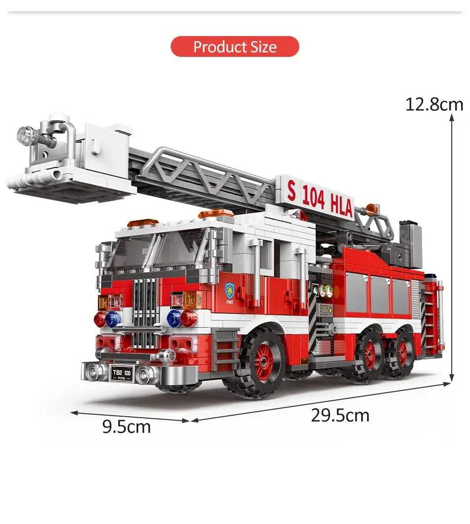 Lego Compatible Fire Truck Building Block Kit For Kids - ToylandEU